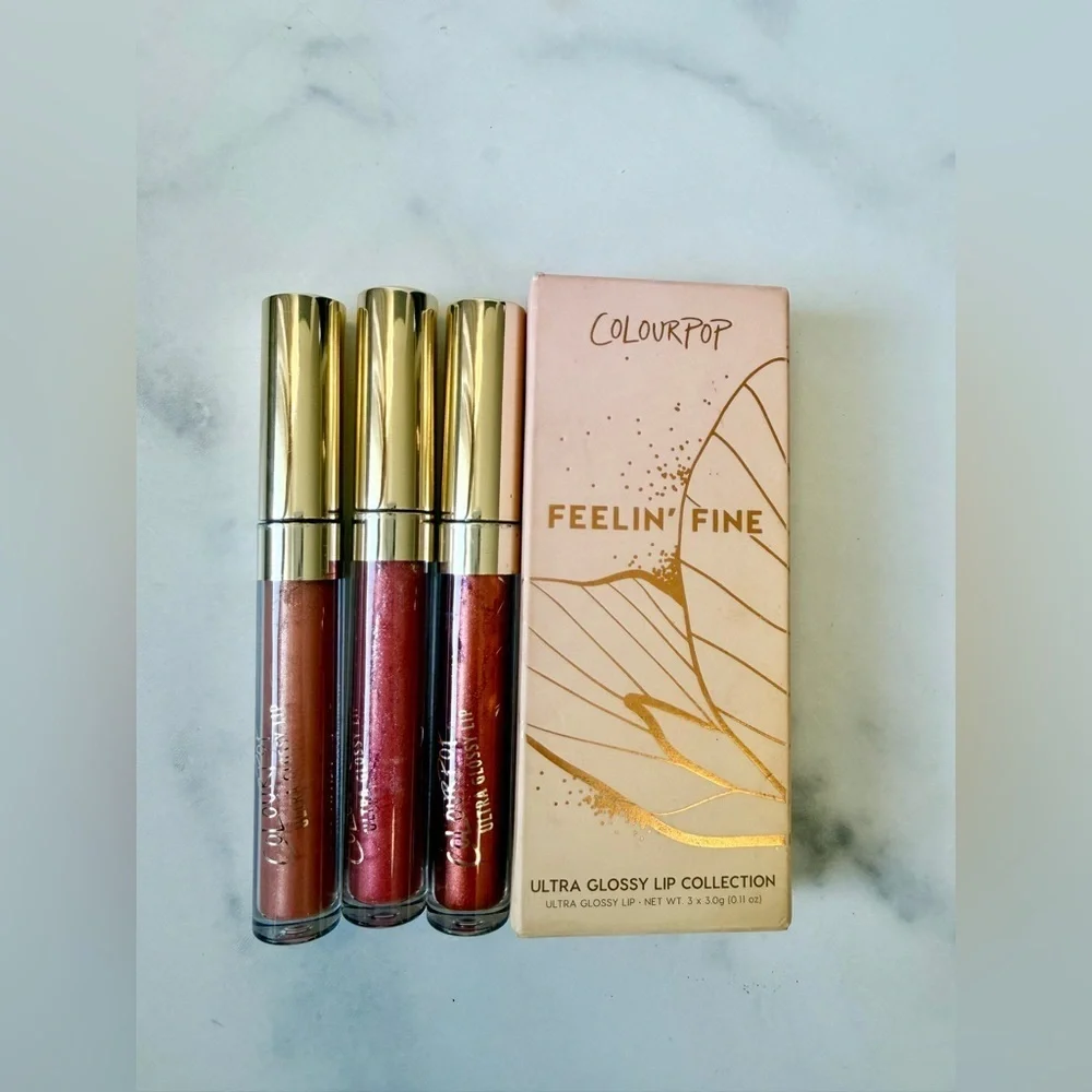 NEW IN BOX ColourPop “Feelin’ Fine” Ultra Glossy Lip Collection (Set of 3)